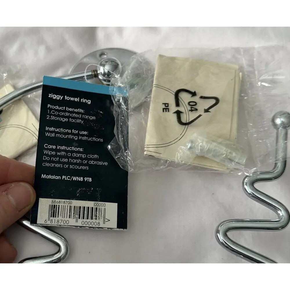 Lot/3 Chrome-Plated Wall-Mounted The Home Store Bathe Ziggy Hand Towel Ring